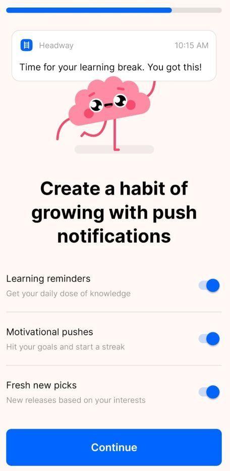 Headway: Create a habit of growing with push notifications